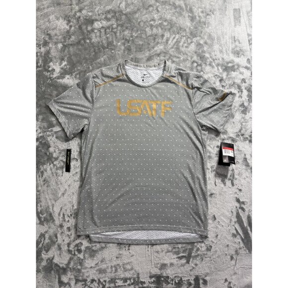 Nike Dri-FIT USATF Shirt Mens Large Gray Breathe Reflective Running CK0877 100 - Picture 1 of 13